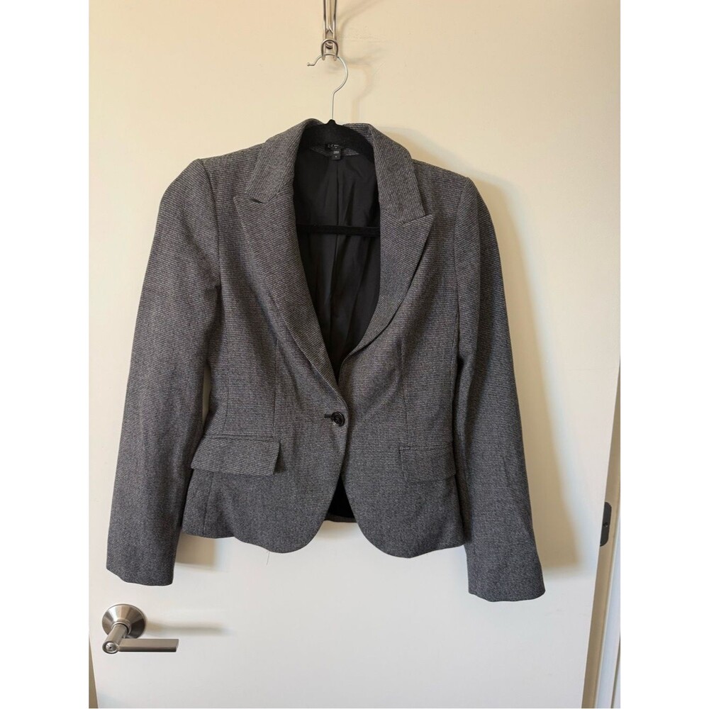 Express Gray Herringbone Single-Button Blazer